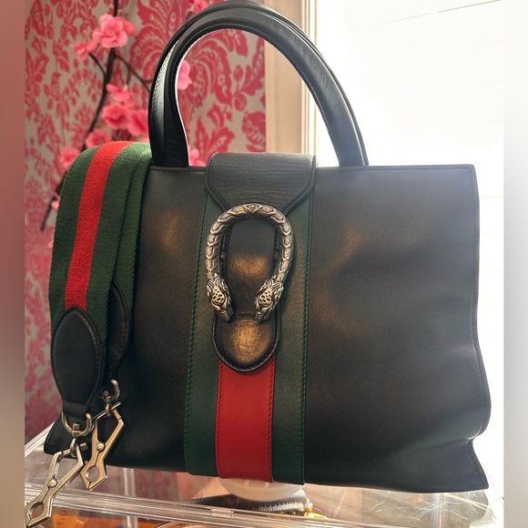 Gucci Dionysus Web Stripe Black Leather